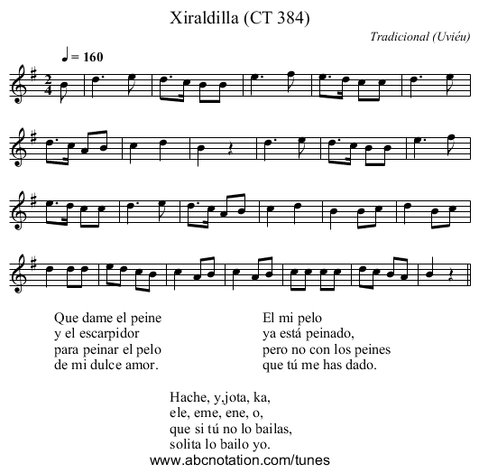 Xiraldilla (CT 384) - staff notation