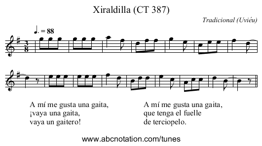 Xiraldilla (CT 387) - staff notation
