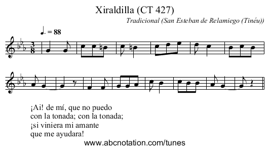 Xiraldilla (CT 427) - staff notation