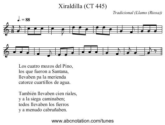 Xiraldilla (CT 445) - staff notation