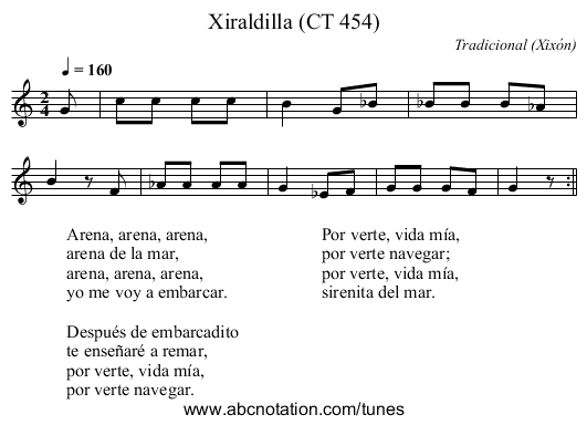 Xiraldilla (CT 454) - staff notation