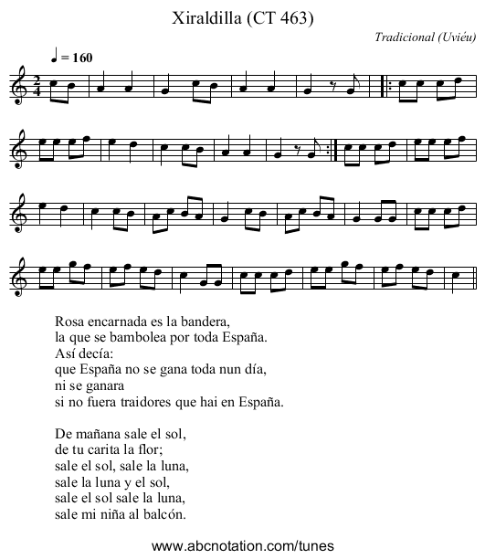 Xiraldilla (CT 463) - staff notation
