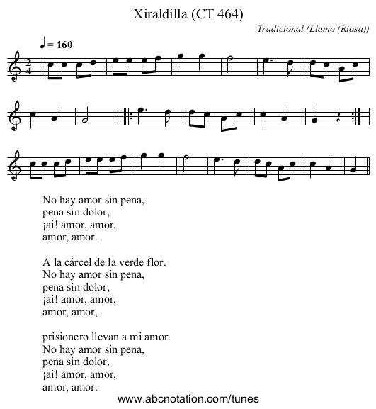 Xiraldilla (CT 464) - staff notation