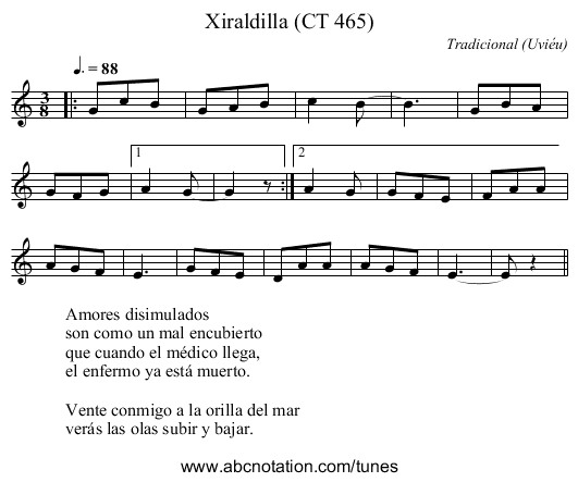 Xiraldilla (CT 465) - staff notation