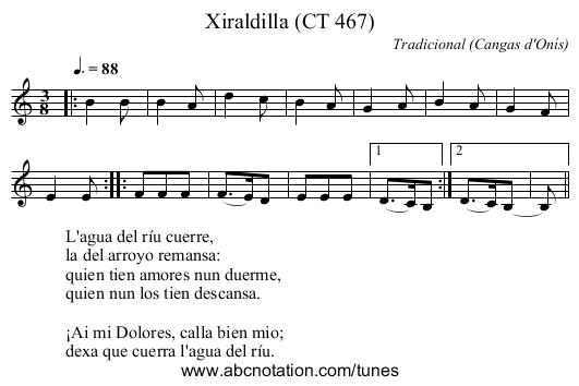 Xiraldilla (CT 467) - staff notation