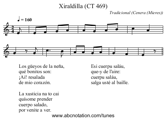 Xiraldilla (CT 469) - staff notation