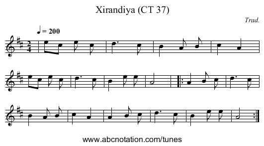 Xirandiya (CT 37) - staff notation