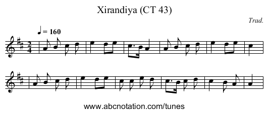 Xirandiya (CT 43) - staff notation