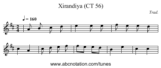 Xirandiya (CT 56) - staff notation