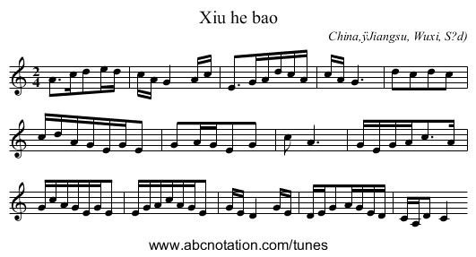 Xiu he bao - staff notation