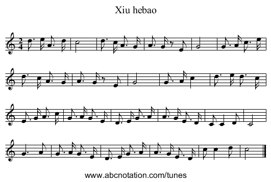 Xiu hebao - staff notation
