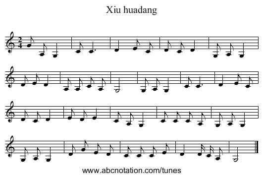 Xiu huadang - staff notation