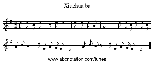 Xiuehua ba - staff notation