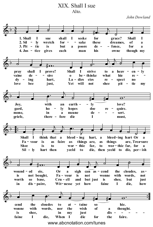 XIX. Shall I sue - staff notation