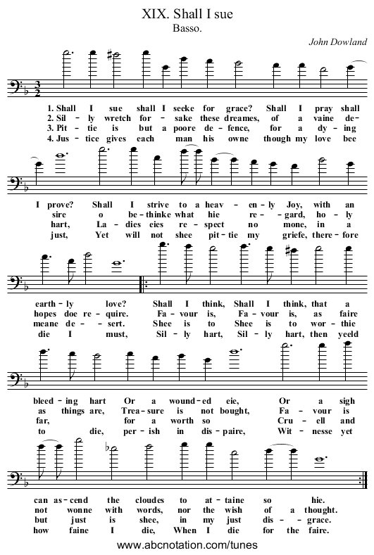 XIX. Shall I sue - staff notation