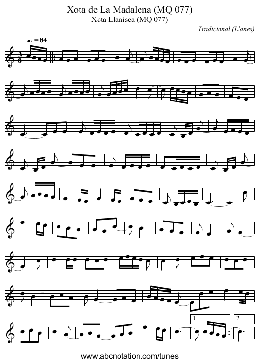 Xota de La Madalena (MQ 077) - staff notation