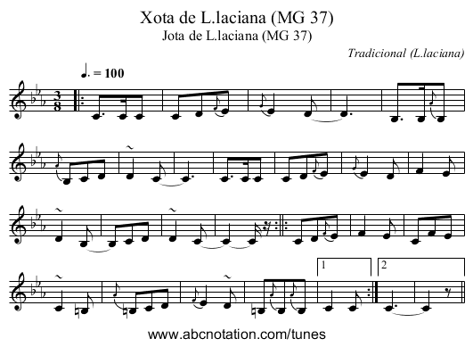 Xota de L.laciana (MG 37) - staff notation