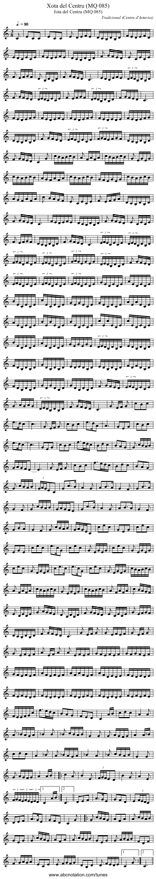 Xota del Centru (MQ 085) - staff notation