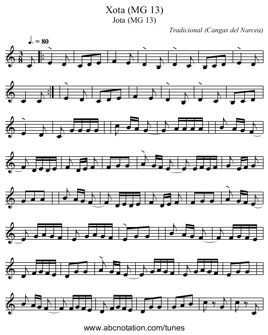 Xota (MG 13) - staff notation