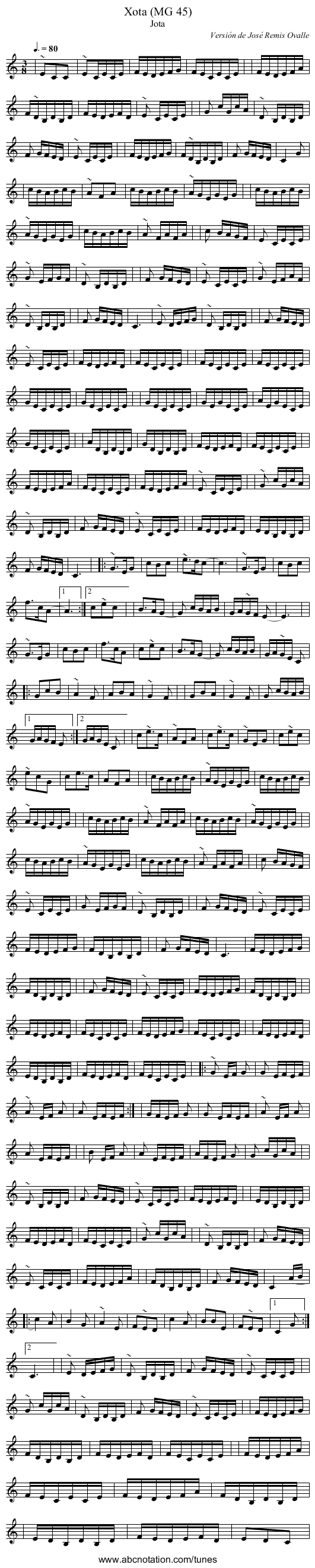 Xota (MG 45) - staff notation