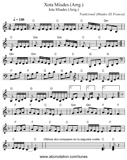 Xota Miudes (Arrg.) - staff notation