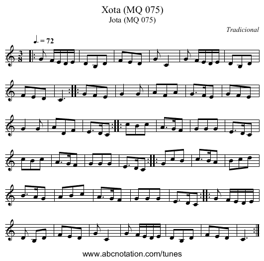Xota (MQ 075) - staff notation