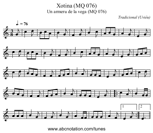 Xotina (MQ 076) - staff notation
