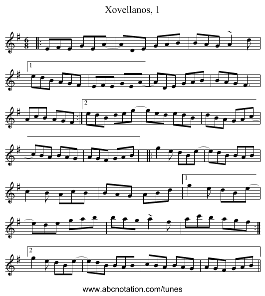 Xovellanos, 1 - staff notation