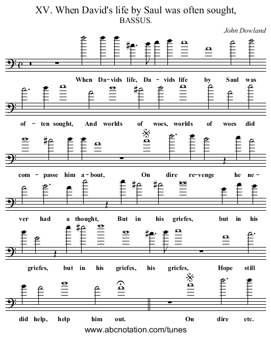XV. When David's life by Saul was often sought, - staff notation