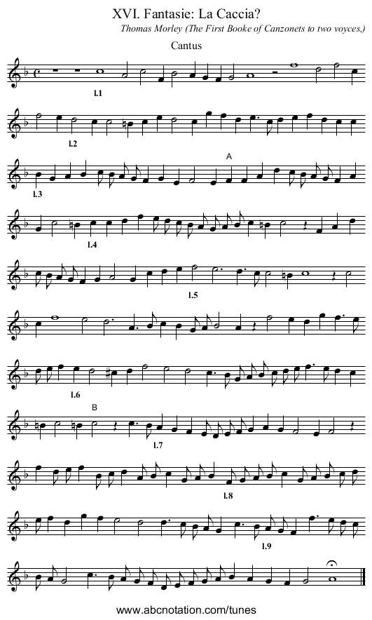XVI. Fantasie: La Caccia? - staff notation