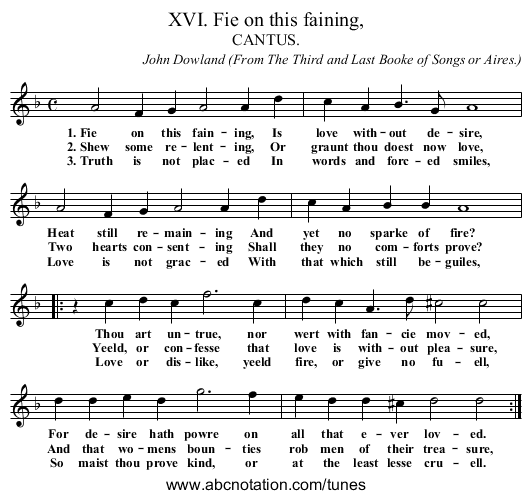 XVI. Fie on this faining, - staff notation
