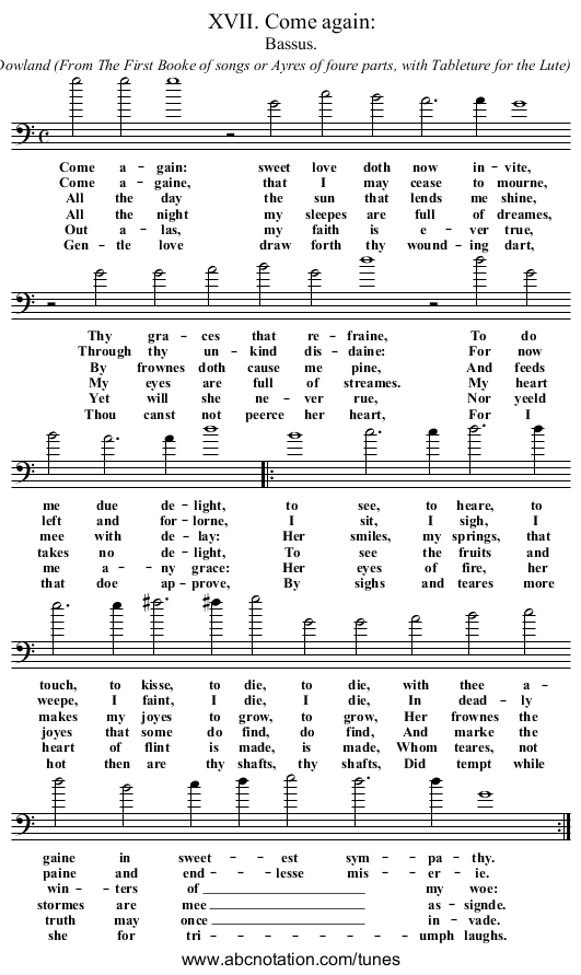 XVII. Come again: - staff notation