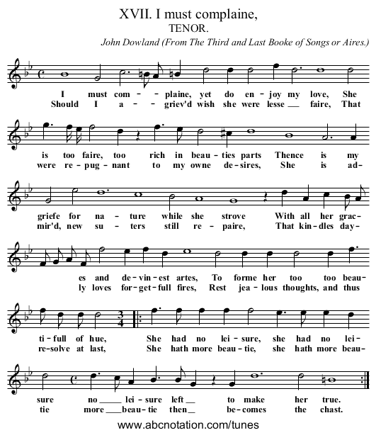 XVII. I must complaine, - staff notation