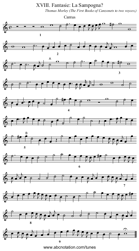 XVIII. Fantasie: La Sampogna? - staff notation