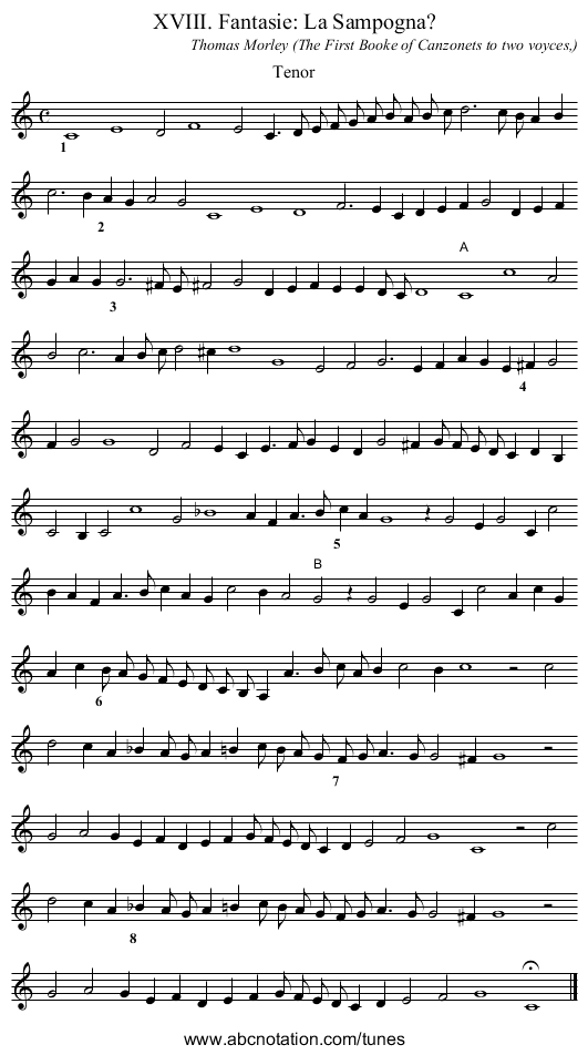 XVIII. Fantasie: La Sampogna? - staff notation
