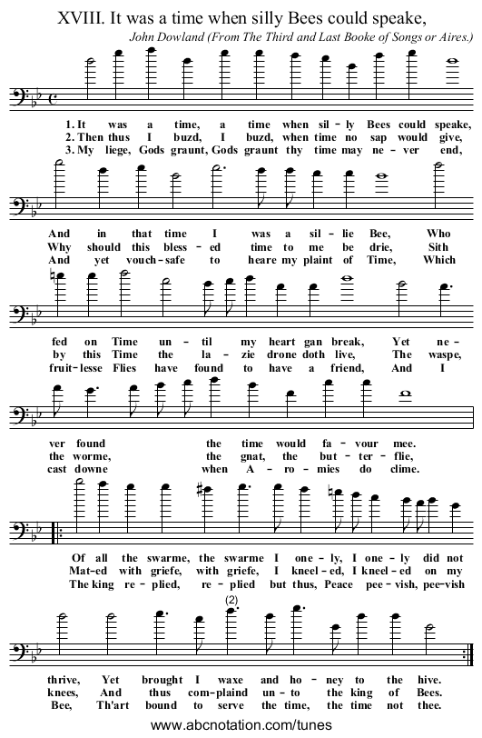 XVIII. It was a time when silly Bees could speake, - staff notation