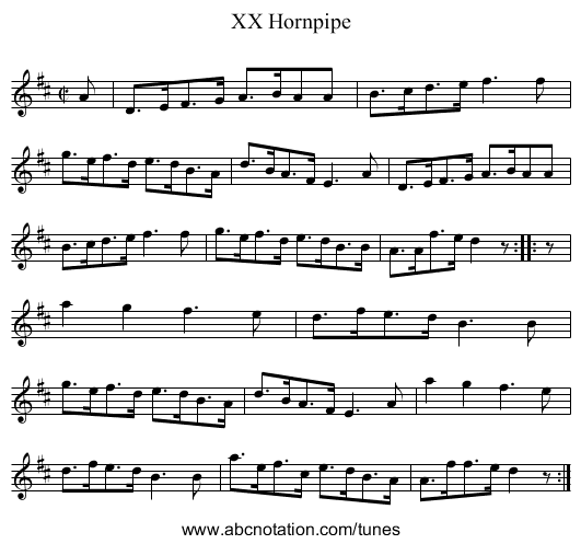 XX Hornpipe - staff notation