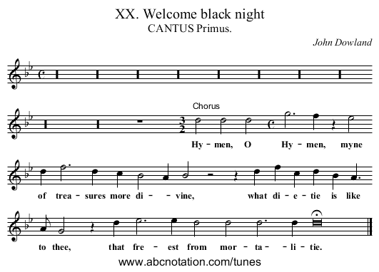 XX. Welcome black night - staff notation