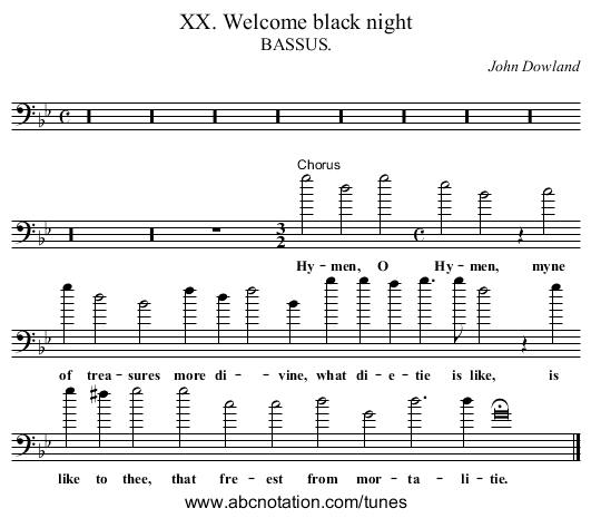 XX. Welcome black night - staff notation