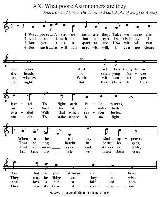 XX. What poore Astronomers are they, - staff notation