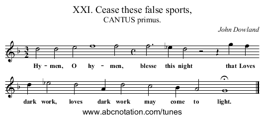 XXI. Cease these false sports, - staff notation