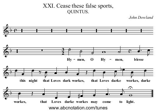 XXI. Cease these false sports, - staff notation