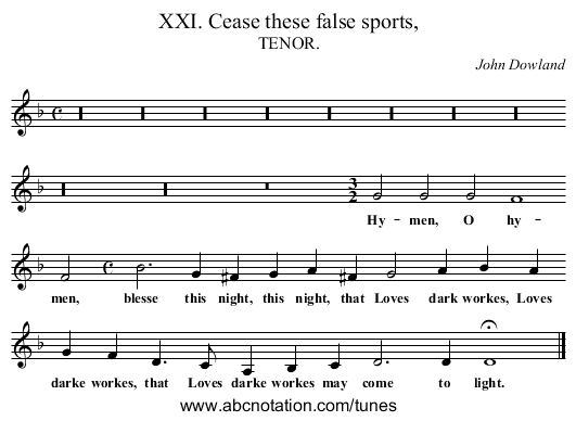 XXI. Cease these false sports, - staff notation