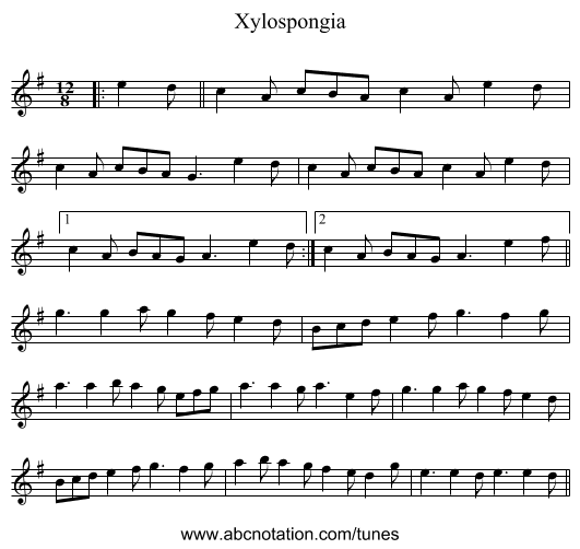 Xylospongia - staff notation