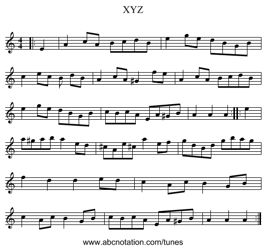 XYZ - staff notation