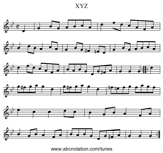 XYZ - staff notation