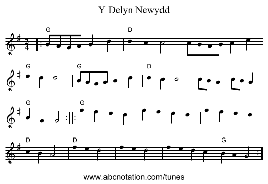 Y Delyn Newydd - staff notation