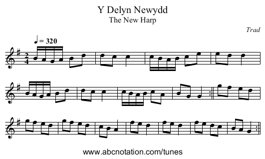 Y Delyn Newydd - staff notation