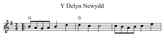 Y Delyn Newydd - staff notation