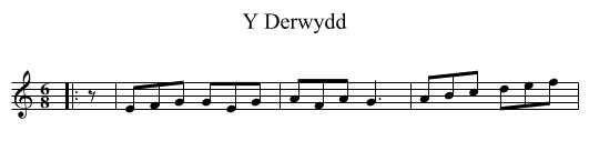 Y Derwydd - staff notation